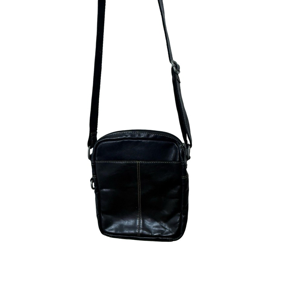 Vintage Jack Georges voyager Black Leather Crossbody Bag